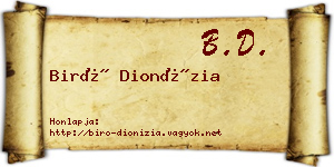 Biró Dionízia névjegykártya