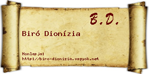 Biró Dionízia névjegykártya